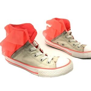 Converse Shoes Girls 2 Pink White Block Party Sneakers Youth High Hi Top All Sta